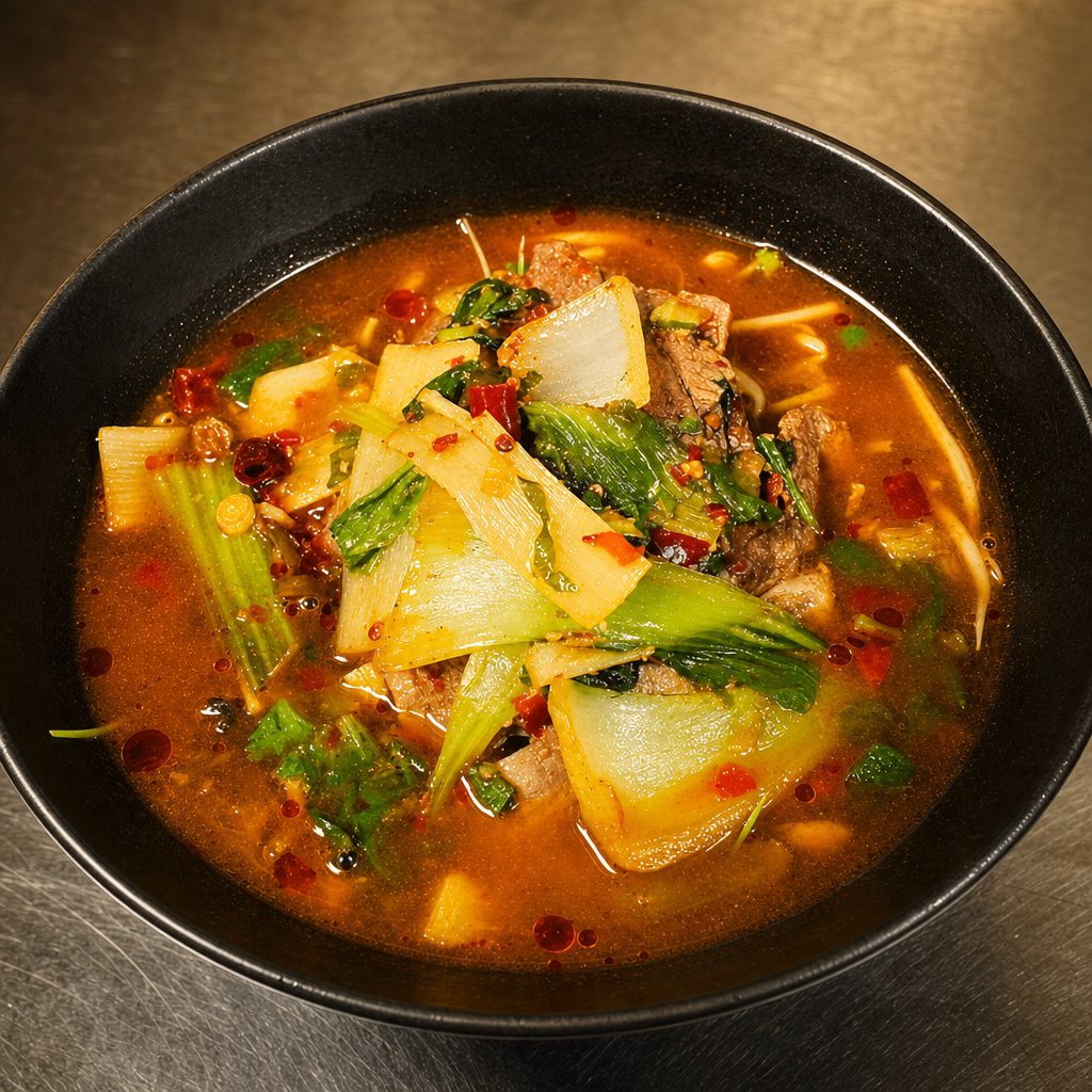 N14. Szechuan Style Beef Noodle Soup.
